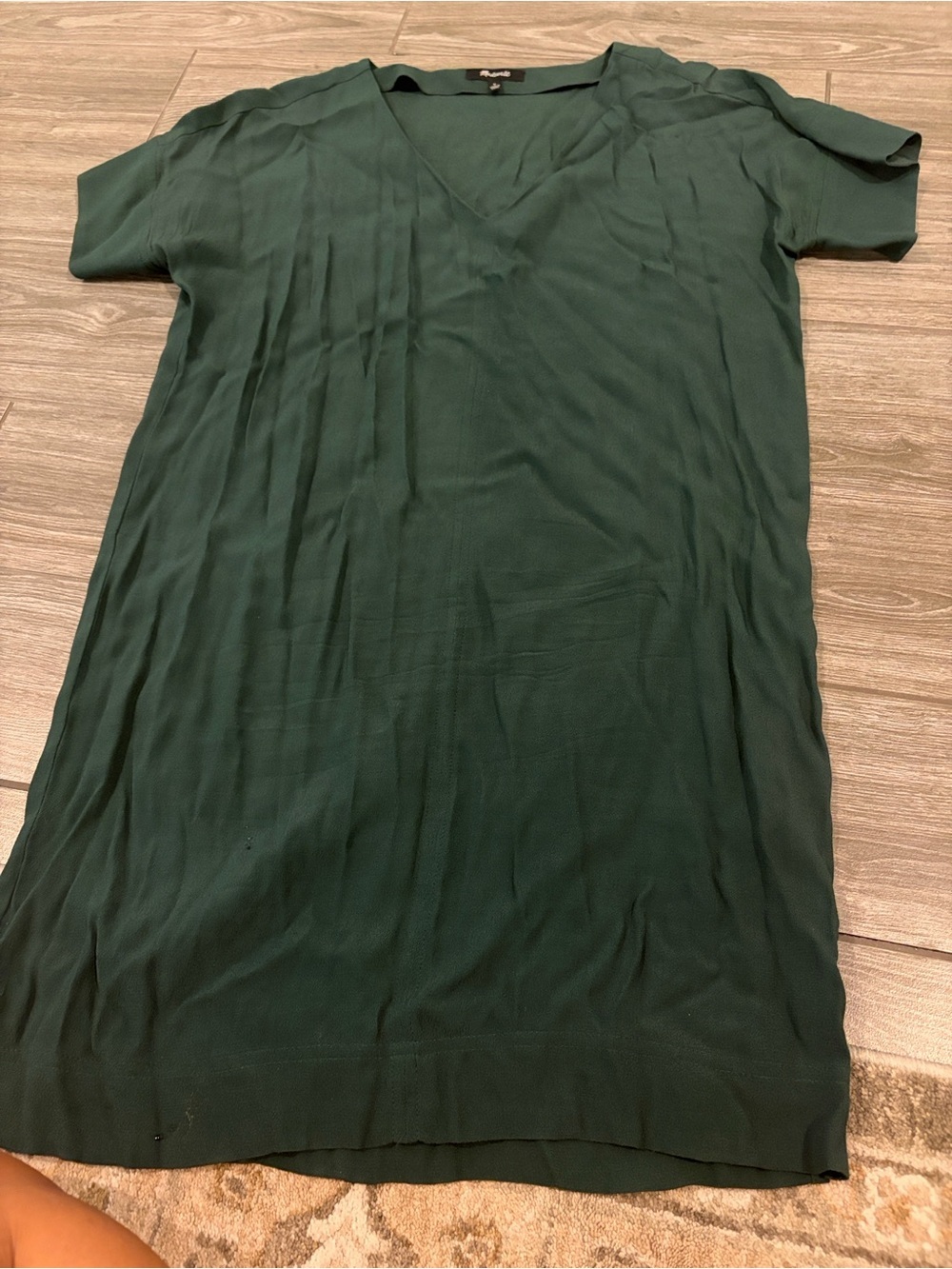 Madewell Deep Green V-Neck Short Sleeve Shift Dress - Picture 5 of 5
